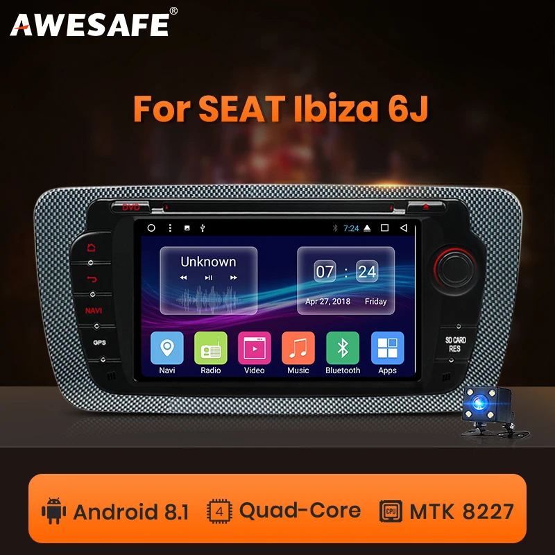 AWESAFE 2 Din Android автомобильный Радио Мультимедиа Видео плеер GPS навигация для Seat Ibiza MK4