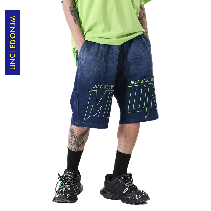 

UNCLEDONJM Vintage Denim Shorts Hip Hop Casual Shorts Men Loose Design Shorts 2020 Summer Fashion Male Shorts ED-Y930