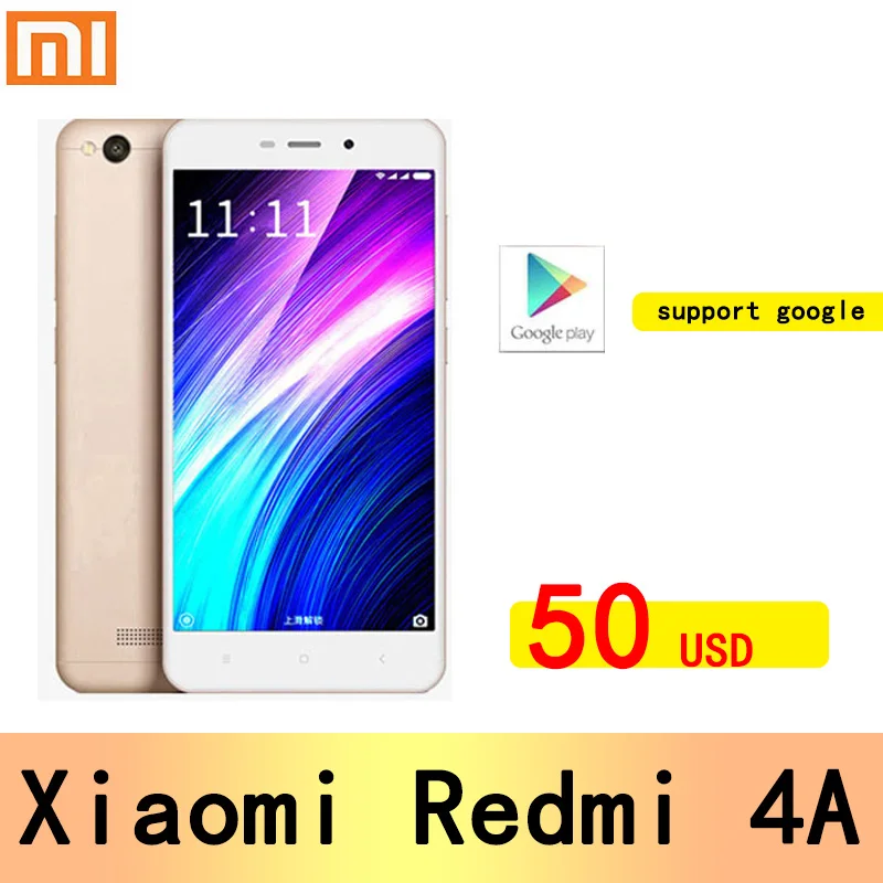 Xiaomi-smartphone Redmi 4A, Google Play, 425 Snapdragon, cámara trasera de 13,0mp, Dual SIM híbrida