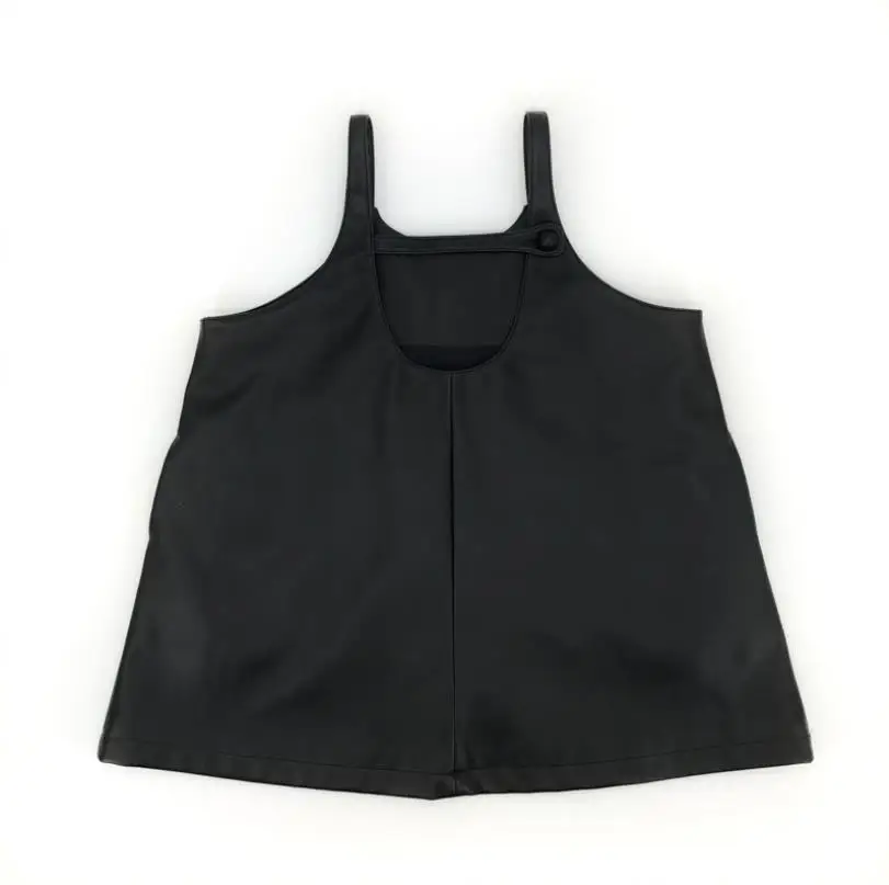 black skirt Лидер продаж, брендовые черные юбки из искусственной кожи для девочек, детские юбки на бретелях детские комбинезоны детская одежда с юбкой-пачкой одежда для маленьких девочек, 1340 - Цвет: black skirt