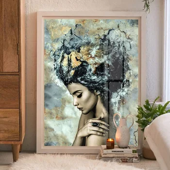 

Modern Marble Portrait Girl Posters and Prints Wall Art Canvas Paintings Nordic Pictures for Living Room Home Wall Decora