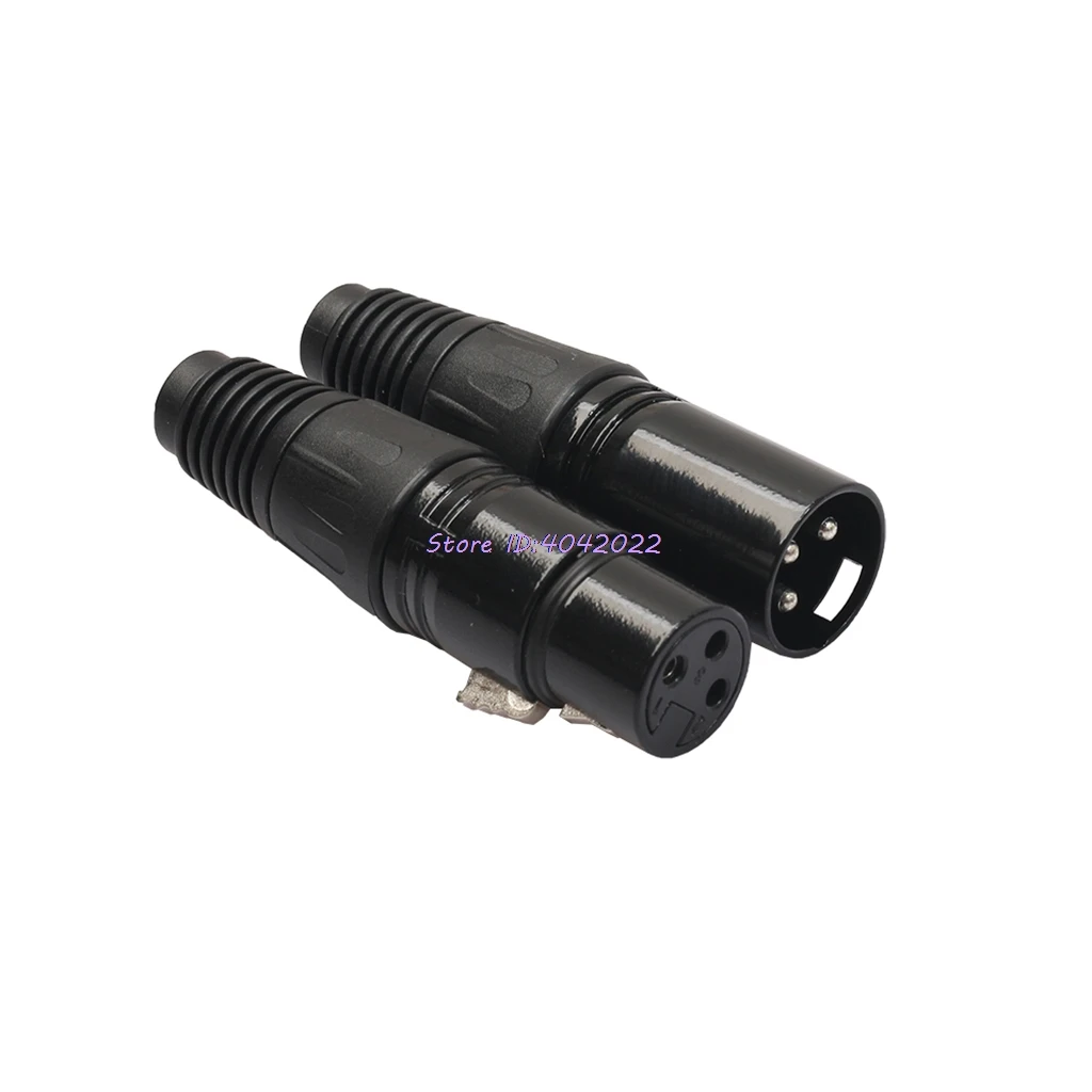 Black 1 пара XLR 3 Pin штекер+ Женский Разъем Микрофона MIC Аудио разъем адаптера 634A - Цвет: Black