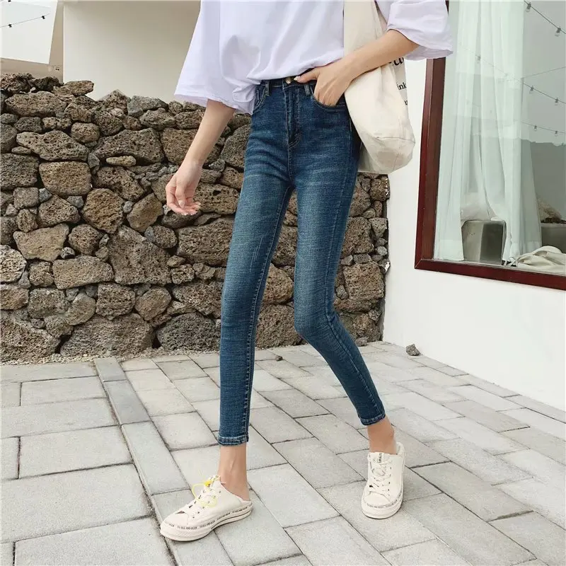 New Style Summer Wear 9 Points Jeans Women's Korean-style Slimming High-waisted Retro Elasticity Capri Tight-Fit Skinny Pan