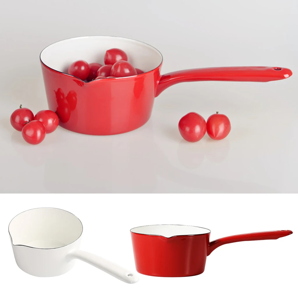 Enamel Milk Pan Boiling Pot Pan Saucepan Sauce Coffee Baby Food Cooking