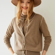 Aliexpress - Tailor Shop Custom Made Round Neck Cashmere Cardigan Loose Version Knitted Sweater Coat Solid Color Outer Wear