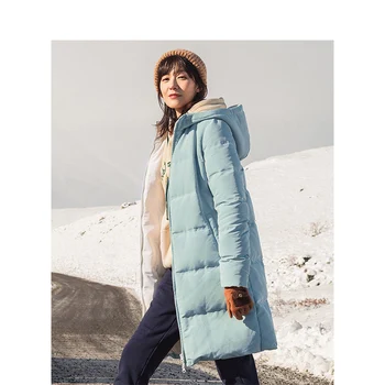 

INMAN Winter Solid Hooded Straight Loose Warm Women Long Down Coat