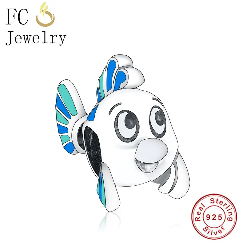 

FC Jewelry Fit Original Pandora Charm Bracelet 100% 925 Silver Gold Fish Mermaid Flounder Bead Craft Made Berloque New Arrival