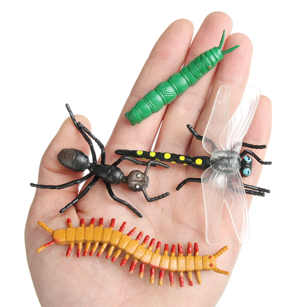 12pcs Fun Model Simulation Animal Frog Insect Snake lizard Ant Spider Garden Decoration Children Kids Gags Jokes Toys Set | Игрушки и