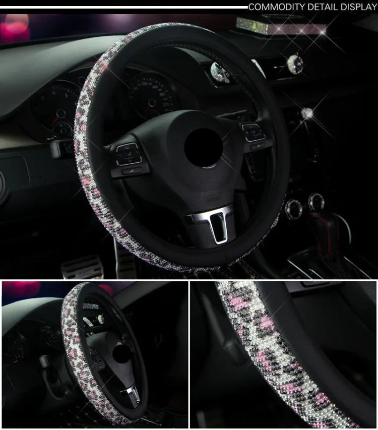 Bling Rainbow красочные 38 см Кожаный чехол рулевого колеса автомобиля дышащий Нескользящий Захват - Название цвета: Color H