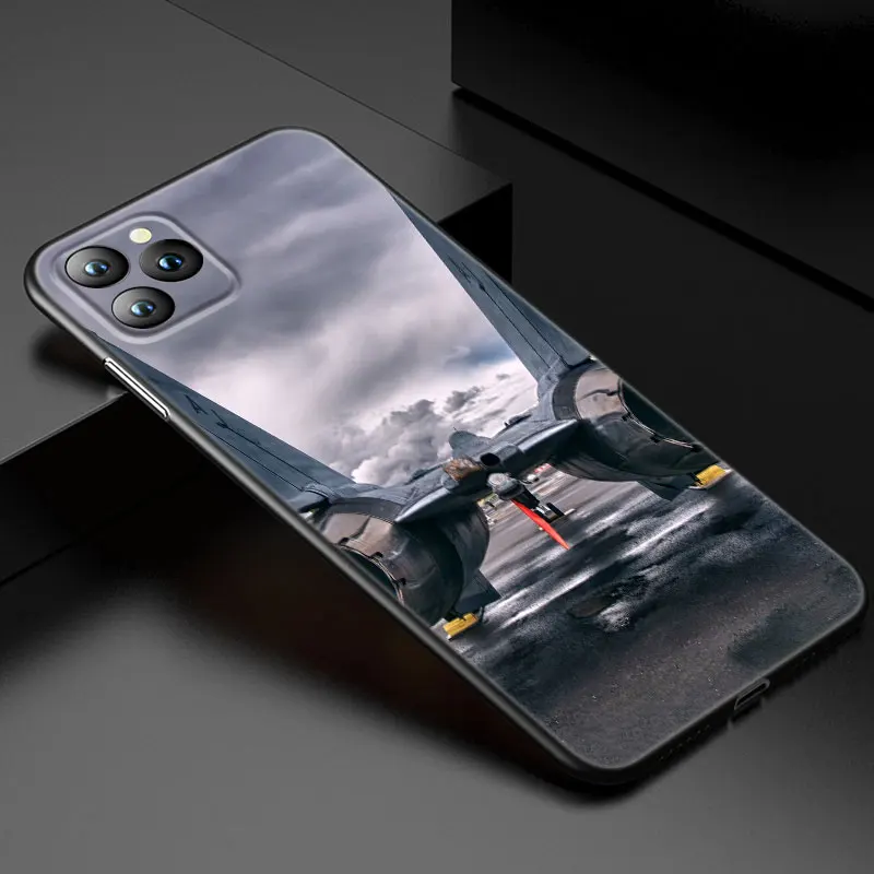 Air Force Fighter Phone Case For Apple iPhone 13 12 Mini 11 Pro XS Max XR X 8 7 6S 6 Plus 5S 5 SE 2020 Soft TPU Black Cover- H3d08e9a0e22b46da9b3bd045dfc91505M