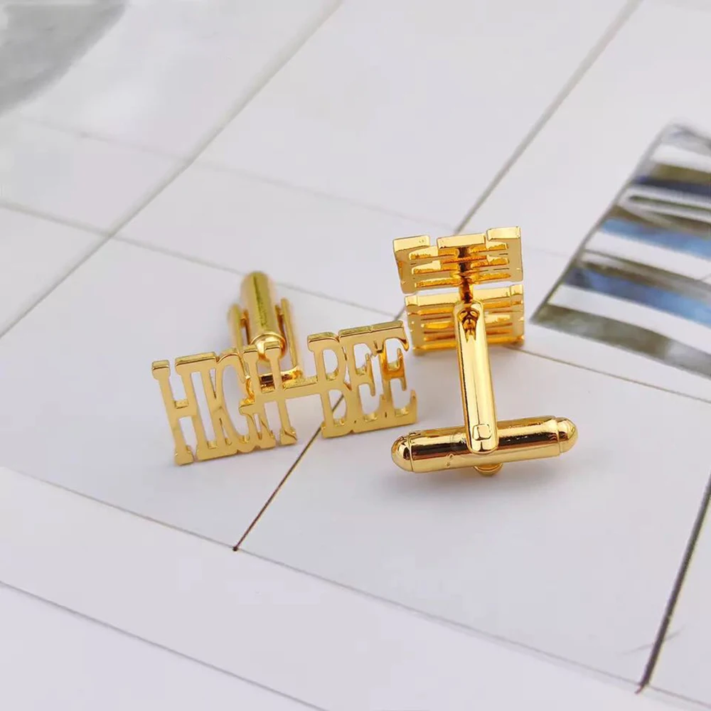 Золоті запонки з гравіюванням імені на замовлення - персоналізовані чоловічі ювелірні вироби Алфавіт Літера Логотип Ґудзики Аксесуар для весільних подарунків