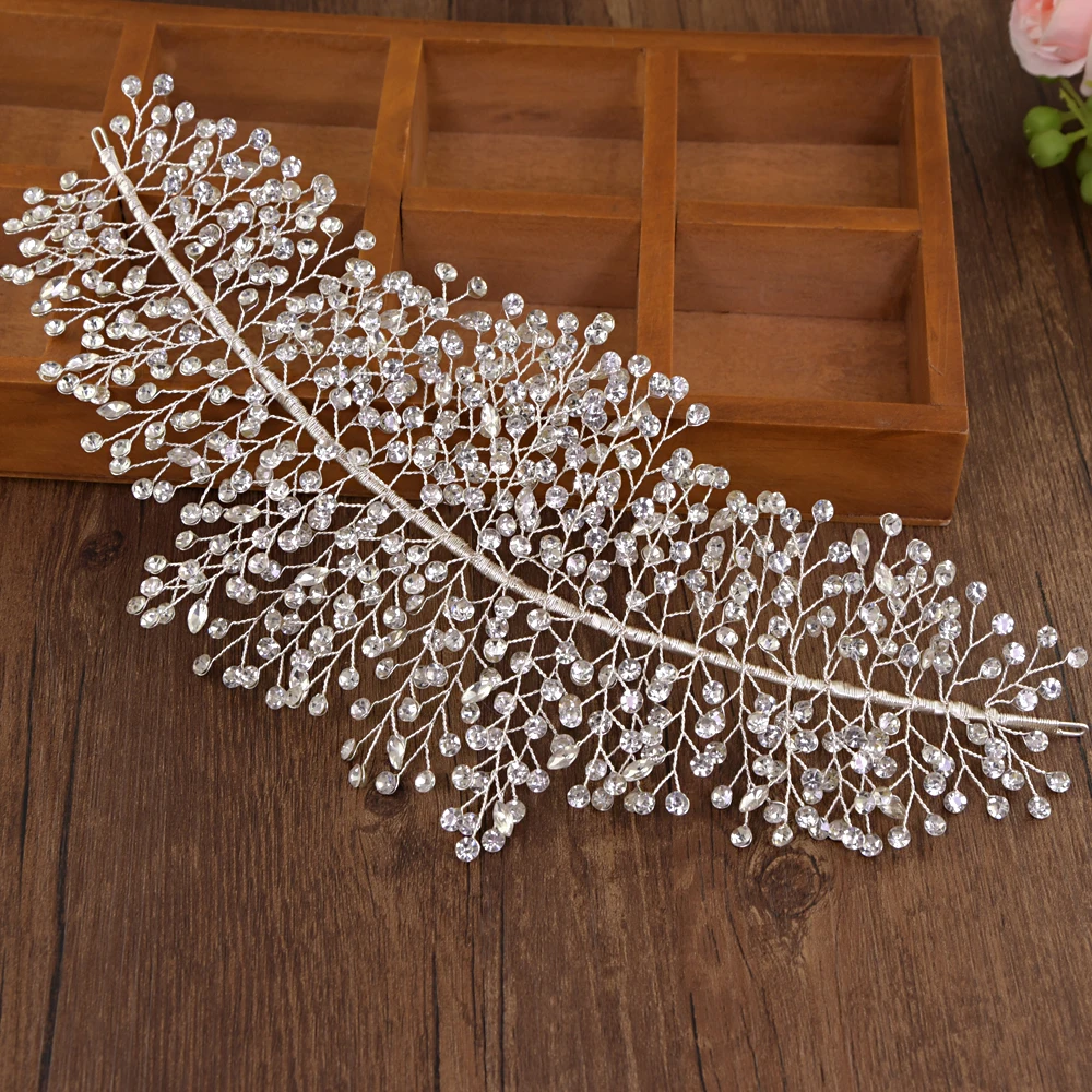 TRiXY H258 Stunning Sliver Diamond Bridal Crown Wedding Headband Crystal Wedding Headpieces Bridal Crown Bridal Hair Accessories