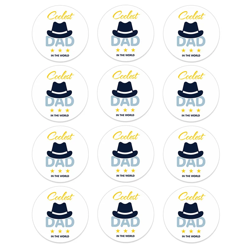 24/48pcs Father's Day Best Dad Ever Super DAD Stickers Party Gift Tag Labels Father's Day DIY Decoration Stickers Supplies 