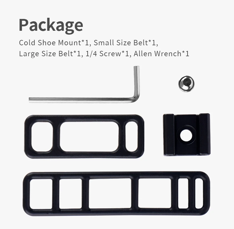Selens Cold Shoe Mount Adapter with 6.5CM and 10CM Belt 1/4 Tread Hole for Camer
