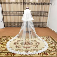 cathedral wedding veil voile de mariee  Lace  Long Wedding Veils Ivory White One layers Tulle wedding accessories