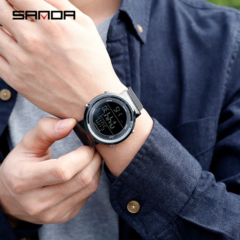 Reloj mujer роскошные золотые электронные наручные часы из нержавеющей стали модные женские мужские Цифровые Часы светодиодный водонепроницаемые спортивные часы