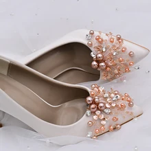 2pcs Wedding Shoes for Women Bride High Heel Shoes  Clips Charms Rhinestone High Heel Shoes Decoration Bridal Accessories