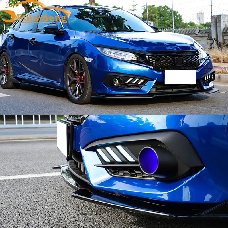 3 шт. для Honda Civic 4dr sedan- ABS углеродного волокна передний бампер спойлер для губ комплект обшивки подбородка