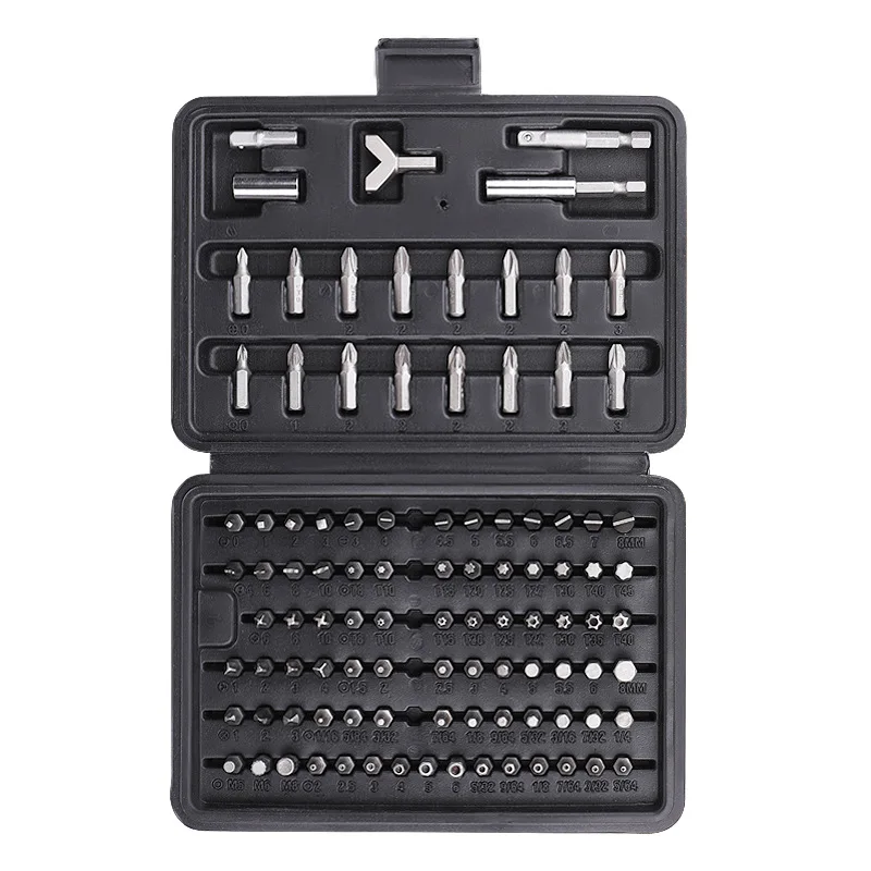 

100 Pieces Bits Set Chrome-Vanadium Steel Screwdriver Screwdriver Head Set Straight Cross Hexagon Pattern Screwdriver Head