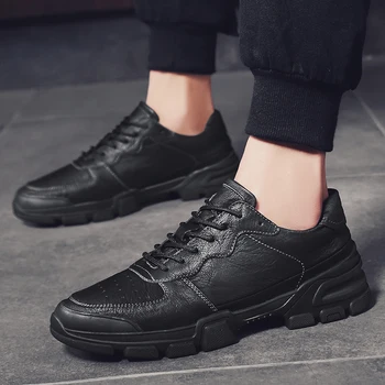 

Men genuine Leather Casual Shoes Outdoor Sneakers lace up breathable Comfortable Fashion Office Footwear oxfords Male shoes