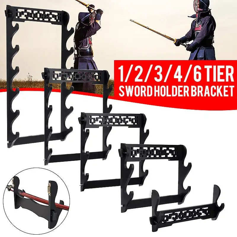 1/2/3/4Tier Samurai Katana Sword Holder Display Hanger Bracket Wall-mounted Rac 