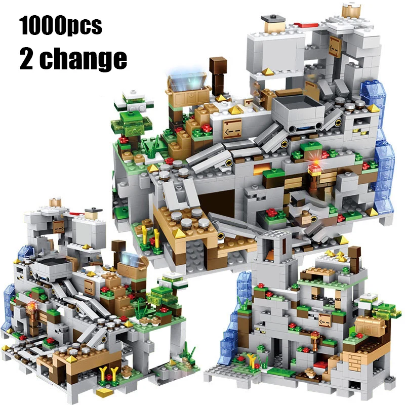 

New 2020 1000 Pcs My World Mountain Cave Building Blocks Toys Compatible City my World Toys For Children