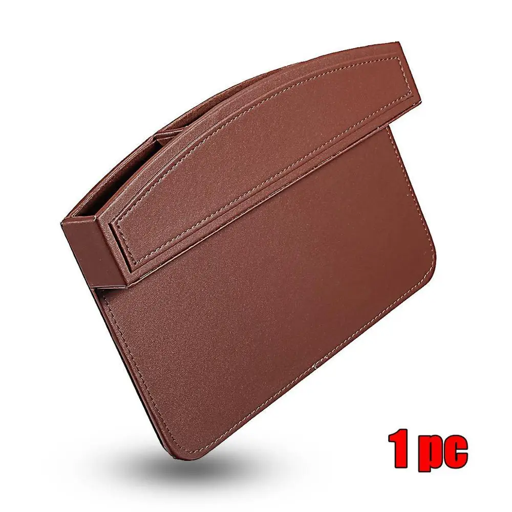 1pc Brown 1 шт., 2 шт., коробка для хранения автомобильных сидений из искусственной кожи с щелевой зазором, карманный органайзер, держатель для телефона, автомобильный боковой зазор, универсальный карман - Название цвета: 1pc Brown
