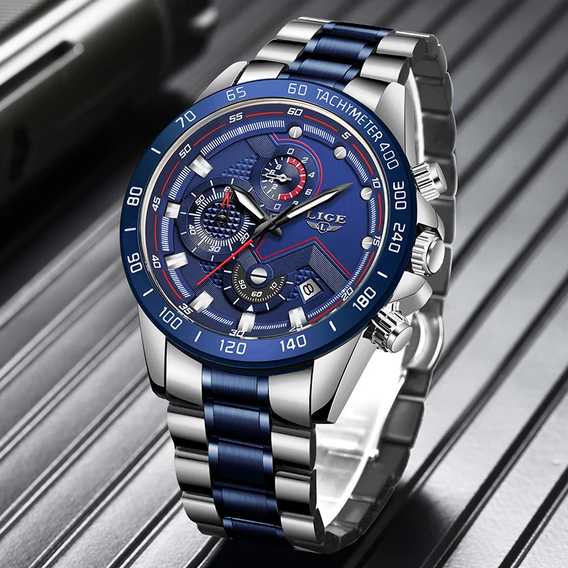 

LIGE New Unique Design Watches Mens Full Steel Sport Watch Top Brand Luxury Men Quartz Watch Waterproof Clock Relogio Masculino