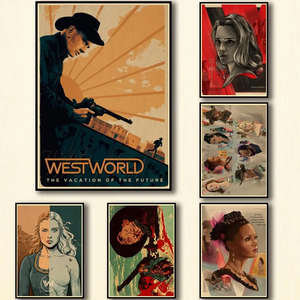 27 Designs Tv Show Westworld Kraftpaper Poster Artwork Painting Alternative Fancy Wall Sticker for Coffee House Bar 1 | Дом и сад