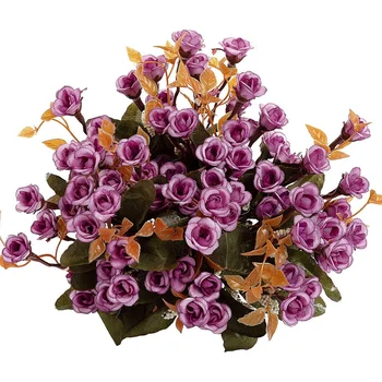 

Artificial Roses Bouquet,Fake Flowers for Home Decoration,Used for Home Office Table Wedding Purple 4 Bunchesof Flowers