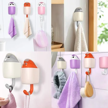 

Plastic Utility Hooks Adhesive Wall Hooks Decorative Cute Cartoon Stick on Key Hook for Kids with Aromatherapy Tablets