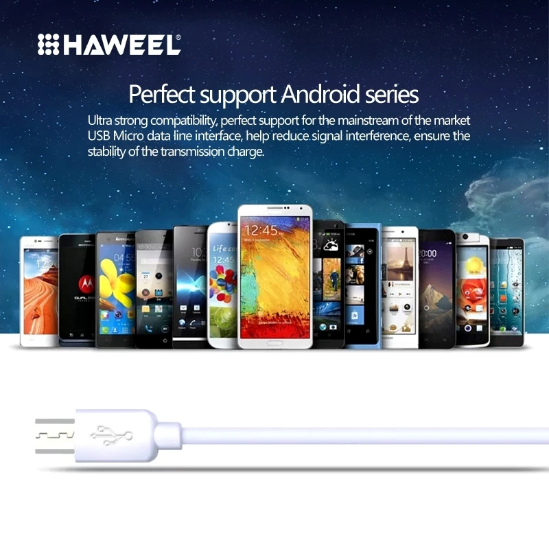 HAWEEL 3 м высокоскоростной Micro USB для USB синхронизации данных зарядный кабель для samsung, Xiaomi, huawei, LG, htc, устройств с Micro USB