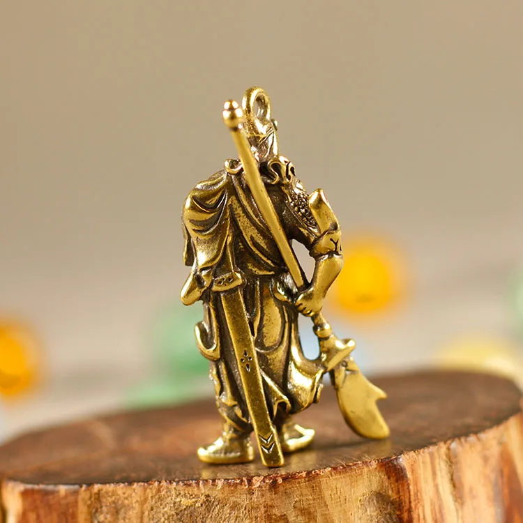 Винтажные медные китайские Бог богатства Guan Gong подвески для ключей Ретро латунные статуэтки Будды мужские автомобильные брелоки подарки на удачу