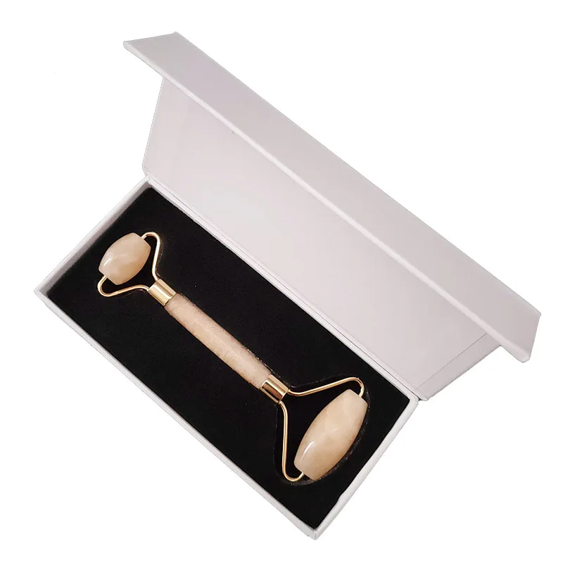 

Natural White Crystal Jade Roller Slimming Face Massager Lifting Tool Topaz Roller Facial Massage Crystal Stone With Box
