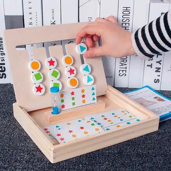Children Wooden Games Puzzle Teaching Aids Montessori Early Educational Shape Color Matching Toy Logical Thinking Training Toy 1