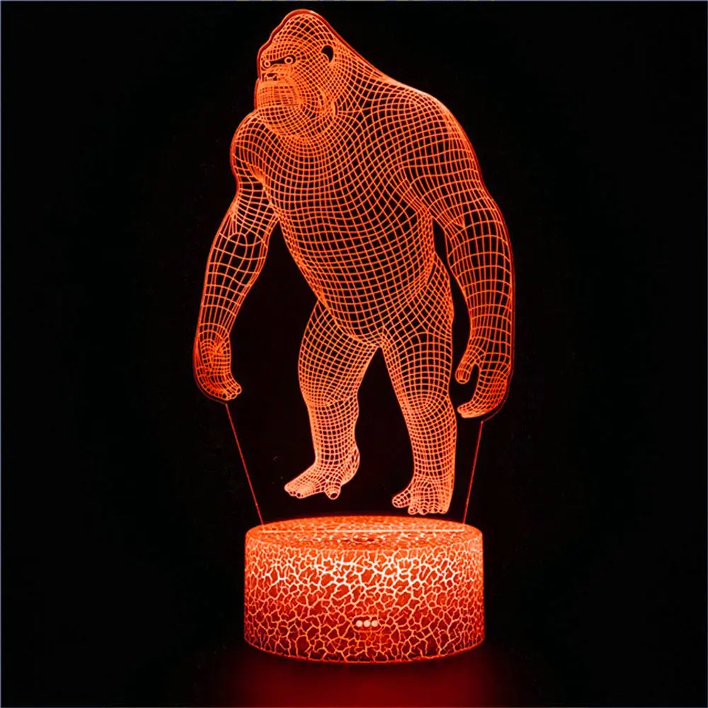3d-лампа в виде животного Горилла орангутан USB RGB Illsuion ночсветильник многоцветный