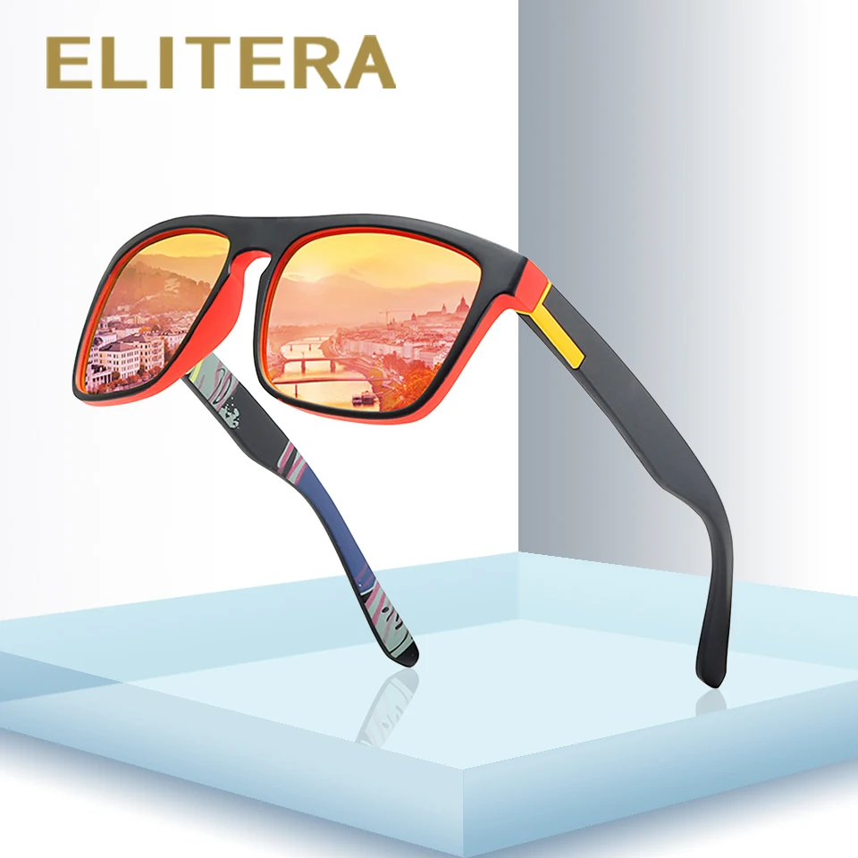 

ELITERA Brand Design Polarized Sunglasses Men Driver Shades Male Vintage Sun Glasses For Men Women Square Mirror Summer UV400