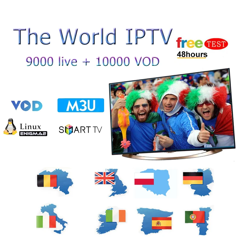 Европа 1 год IPTV подписка немецкая Польша Великобритания Испании Франции для iptv 9000