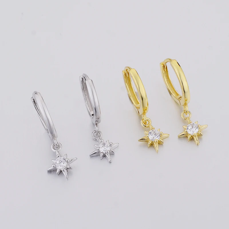 

New Arrival 100% 925 Sterling Silver Star Drop Earrings for Women Silver Simple Beautiful Earring Jewelry Gift