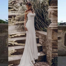 

Satin Mermaid Wedding Dress Sexy Spaghetti Straps Simple Open Back 2021 White Bridal Dress For Women Lady Robe De Mariee Custom