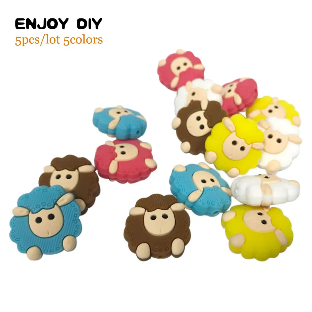

5Pcs Unicorn Fox Sheep Perle Silicone Beads Duck Animal Baby Necklace Teething Toys Ladybug Silicone Rodent Baby Teether Bead