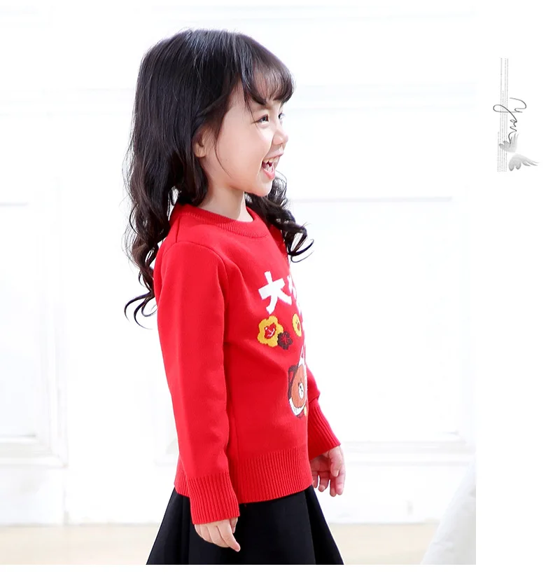 Pick Code GIRL'S Sweater Autumn And Winter New Products 3-7-Year-Old Crew Neck New Year-Double Layer CHILDREN'S Sweater Coa