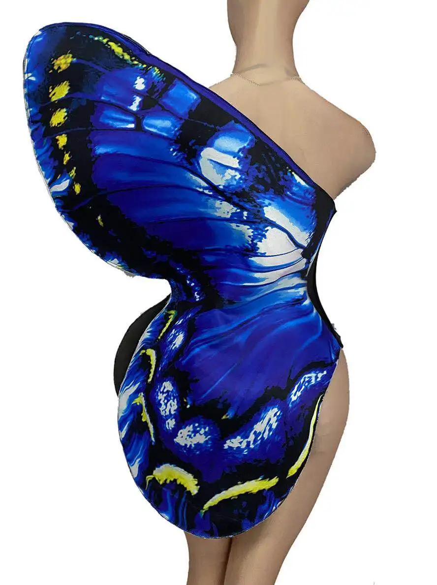 

Halloween Cosplay Costume Blue Butterfly Wings Dance Costume Festival Rave Party Show Role-playing Stage Wear For Singer Dancer