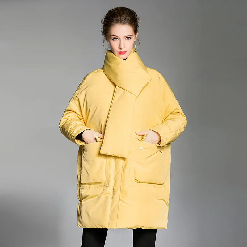 Elifashion корейская мода свободная куртка на белом утином пуху Женский Повседневный