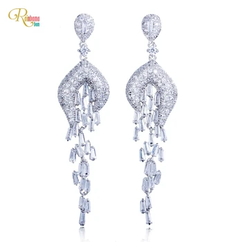 

Rainbamabom 925 Solid Sterling Silver Created Moissanite Wedding Engagement Fine Jewelry Luxury Earrings For Women Wholesale
