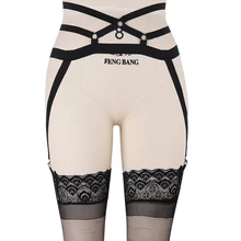 Черный готический ремень-подвязка пояс сексуальный эластичный бандаж для тела панк Рейв зажим для чулок пояс для подвязки ремень для тела