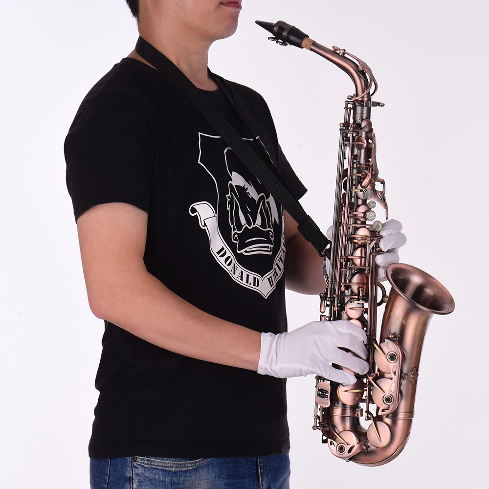 Высококлассная красная бронзовая согнутая саксофон Eb Alto E flat Sax резной узор