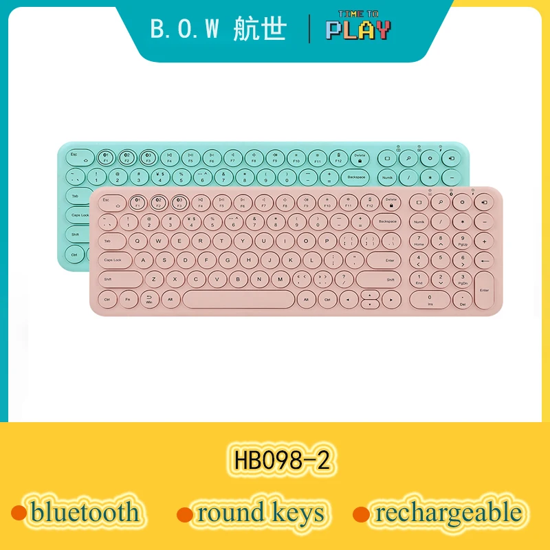 

B.O.W Bluetooth Wireless 96 Keys Keyboard slim ,Ultra Cute Round Keys multi-devices for smartphone/tablet/laptop office girl