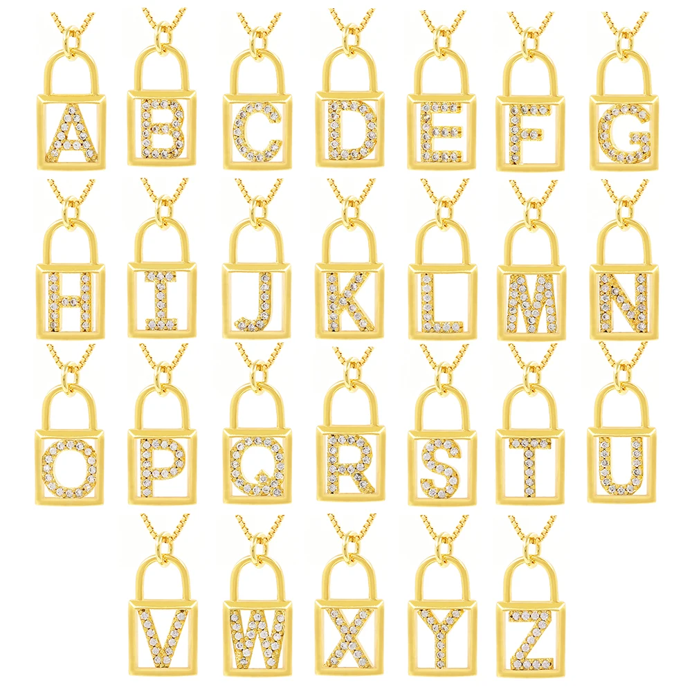 

New Accessories Accessories Simple 26 Lock English Letters Pendant Fashion Explosion Necklace 2021 Girls