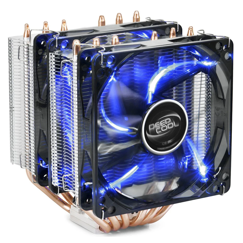 ^*Best Offers DEEPCOO NEPTWIN V2 cpu cooler radiator 6 heatpipe double 120mm LED blue fan quiet For intel 2066 2011 115x AMD AM4 AM3 AM2